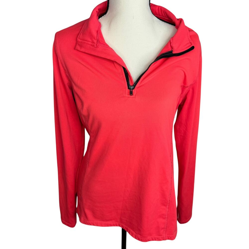 Women’s Neon Pink Athletic Quarter Zip Pullover Running Gym Top Size L